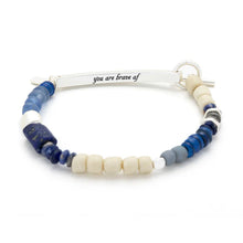 Load image into Gallery viewer, Hidden Message Bracelet - Brave AF/Lapis/Silver