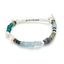 Load image into Gallery viewer, Hidden Message Bracelet - Boss B♥tch/Rose Quartz/Silver