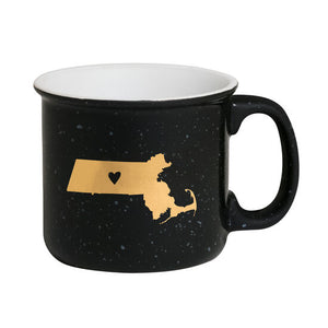 Massachusetts Black Mug with Gold state