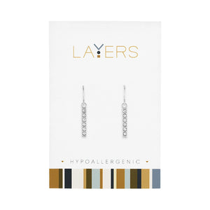 LAYERS EARRING SILVER BAR CRYSTAL FISHHOOK layers lay-ear502-s