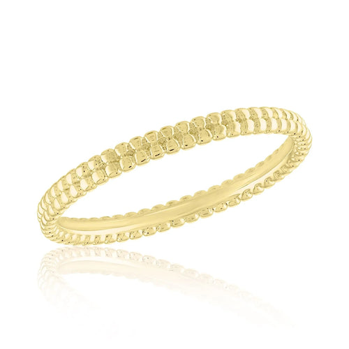 LAYRING74  LAYERS RING, DOUBLE BEADED BAND GOLD