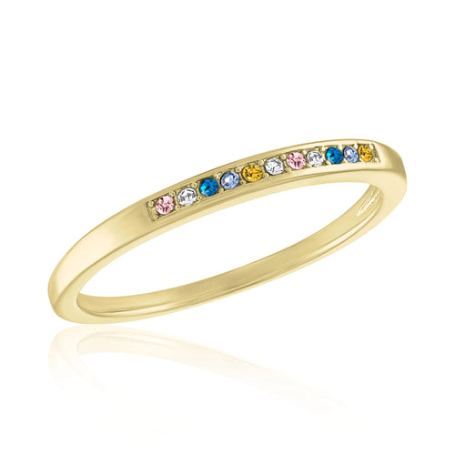 LAYRING76 LAYERS RING, MULTI-COLOR INSET CZ GOLD