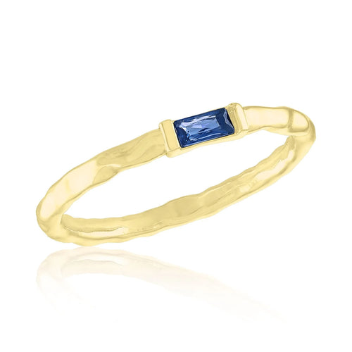 LAYRING78  LAYERS RING, MINI MONTANA BLUE BAGUETTE GOLD
