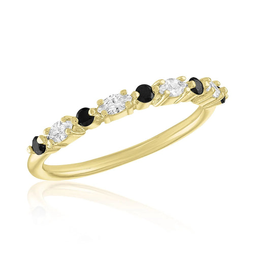 LAYRING80 LAYERS RING, CZ & JET BLACK SEQUENCED GOLD