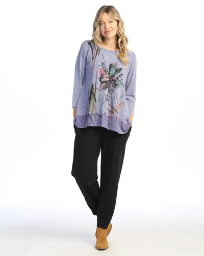 Mineral Washed 100% Cotton Tunic Top With Georgette Contrast