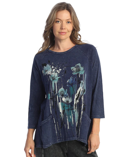 MINERAL WASHED 100% COTTON SLUB PATCH POCKETS TUNIC TOP SIERRA
