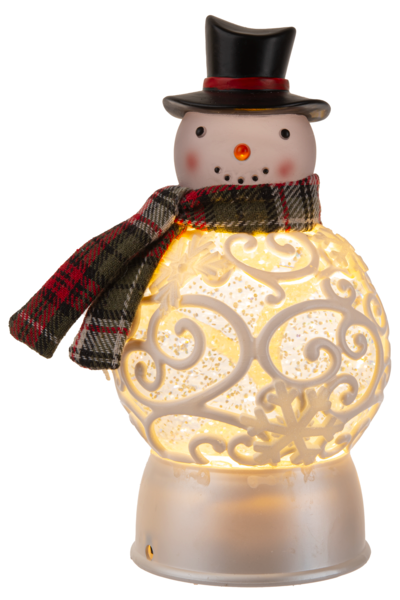 LED Light Up Shimmer Scroll Work Snowman Figurine