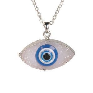SILVER EVIL EYE INSET IN DRUZY