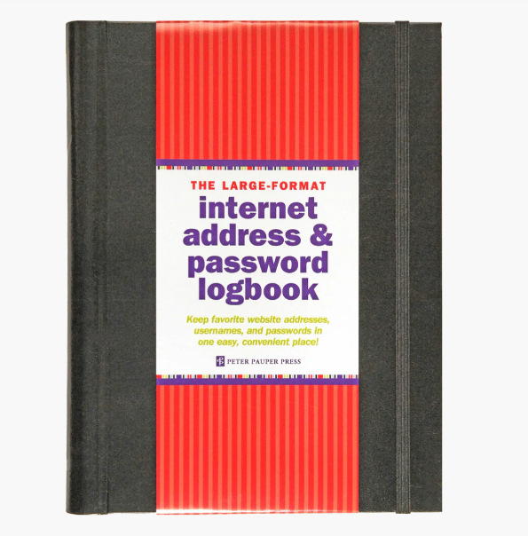 Large-Format Internet Address & Password Logbook (Black)