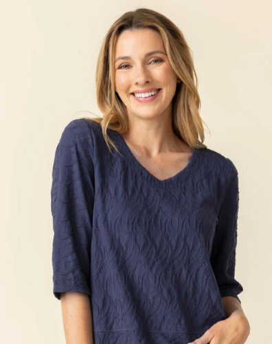Cascade Cotton Elbow Sleeve Tee Navy