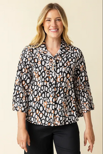 Linen Circle Retro Swing Shirt oatmeal