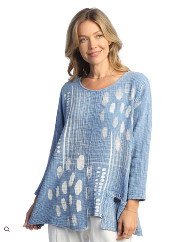 Mineral Washed Double Gauze Tunic Top With Pocket