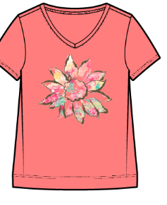 DESTINATION TEES SUNFLOWER VNECK TEE CORAL S25