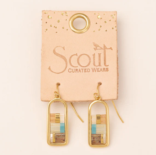 Good Karma Miyuki Frame Earring - Mint/Peach/Gold