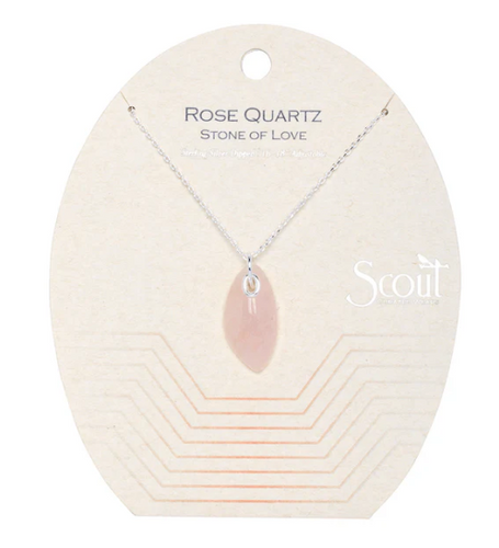 Organic Stone Necklace Rose Quartz/Silver - Stone of Love