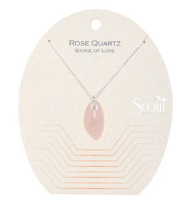 Organic Stone Necklace Rose Quartz/Silver - Stone of Love