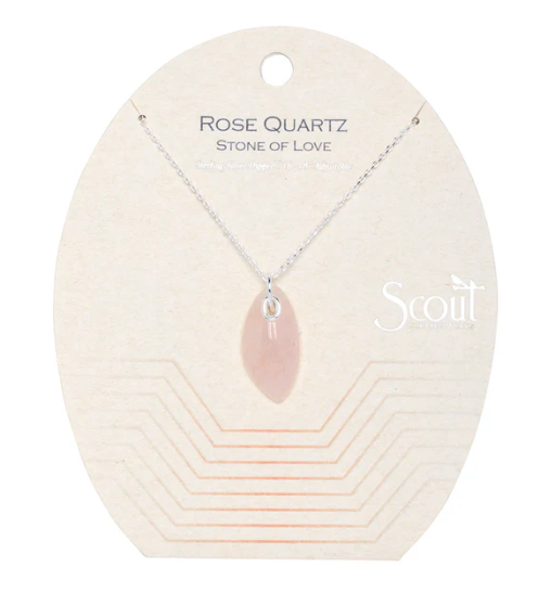 Organic Stone Necklace Rose Quartz/Silver - Stone of Love