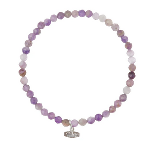 Mini Faceted Stone Stacking Bracelet - Amethyst/Silver