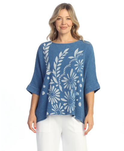 MINERAL WASHED DOUBLE GAUZE BOXY TOP napoli