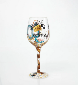 60 and Sassy Hand-painted Artisan Wine Glass, 15 oz.