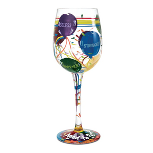 Lolita Aged to Perfection Birthday Artisan Painted Wine Glass
