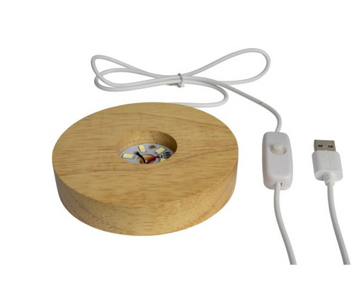 Wood LED Light Display Base w/ USB Cord Large - 7 Colors (Each)
