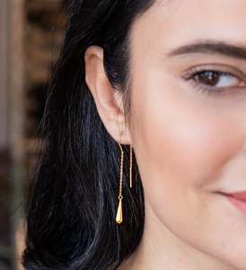 Refined Earring Collection - Teardrop Threader/Gold Vermeil