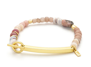 Hidden Message Bracelet - Loved/Rhodochrosite/Gold