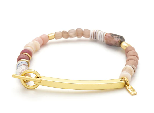 Hidden Message Bracelet - Loved/Rhodochrosite/Gold