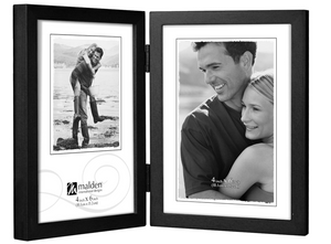 Malden International Designs Black Concept Wood Picture Frame, Double Vertical, 2-4x6, Black