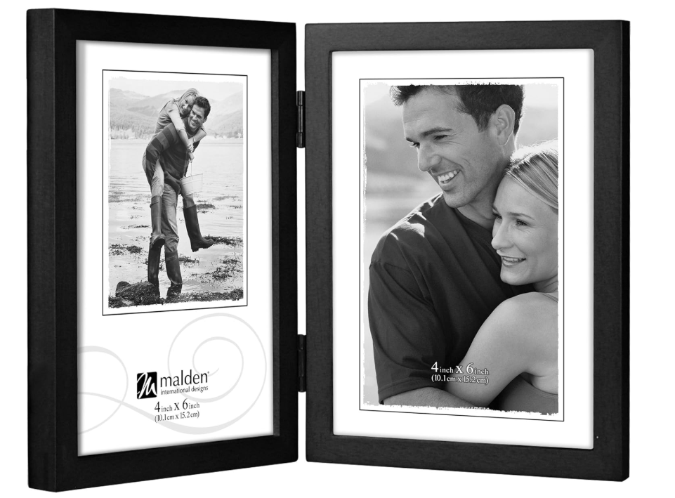 Malden International Designs Black Concept Wood Picture Frame, Double Vertical, 2-4x6, Black