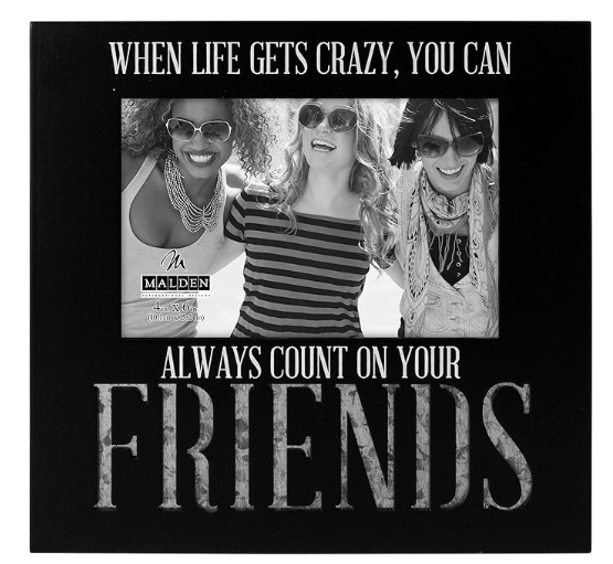 Malden International Designs Laser Cut Industrial Expressions Friends Silkscreen Design and Laser Cut Galvanized Metal Accent Picture Frame, 4x6, Black