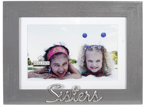 Malden International Designs 4x6 or 5x7 Sisters Distressed Expressions Picture Frame