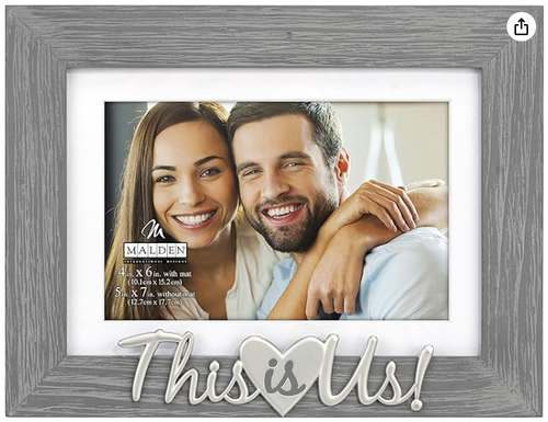 Malden International Designs 4x6 or 5x7 This Is Us! Distressed Expressions Picture Frame Silver Finish