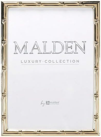 Malden International Designs 4x6 Tabletop Metal Bamboo Picture Frame with Gold Chrome Finish