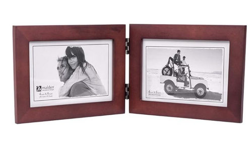 Malden Double Horizontal 4x6 Picture Frame - Wide Real Wood Molding, Real Glass - Dark Walnut