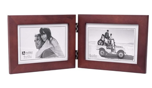 Malden Double Horizontal 4x6 Picture Frame - Wide Real Wood Molding, Real Glass - Dark Walnut