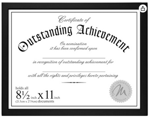 Malden International Designs Black Concept Wood Picture Frame, 8-1/2-Inch by 11-Inch
