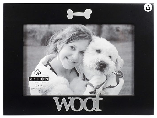 Malden International Designs Black Wood Expression Picture Frame, Woof, 4x6, Black