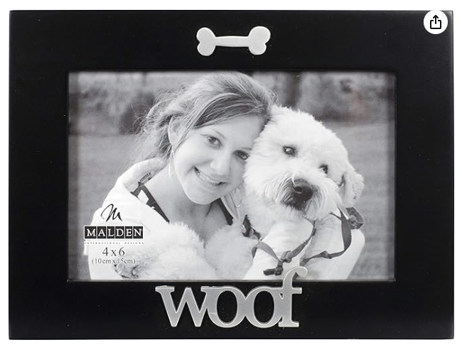 Malden International Designs Black Wood Expression Picture Frame, Woof, 4x6, Black