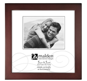 Malden International Designs Dark Walnut Concept Wood Picture Frame, 5x5, Walnut