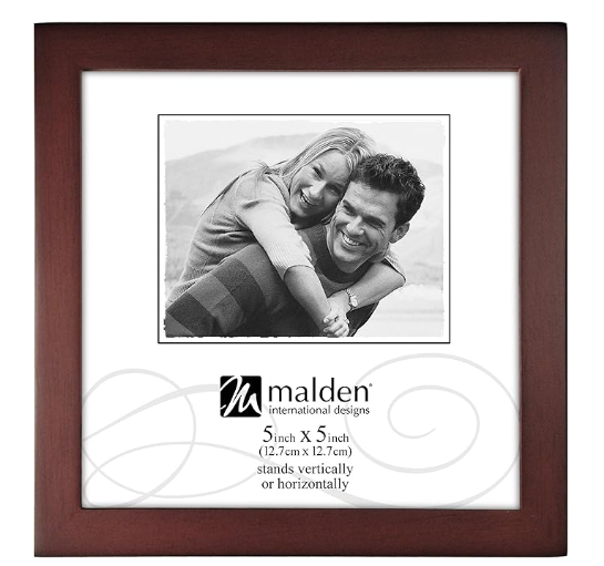 Malden International Designs Dark Walnut Concept Wood Picture Frame, 5x5, Walnut