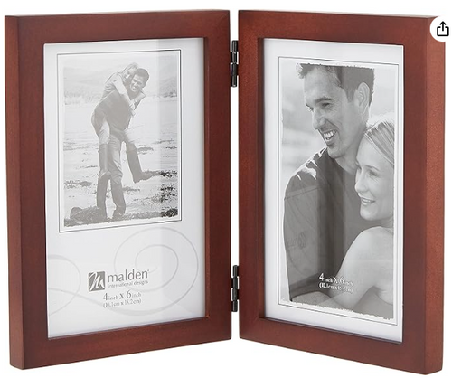 Click to see full view     Malden International Designs Dark Walnut Concept Wood Picture Frame, Double Vertical, 2-4x6, Walnut