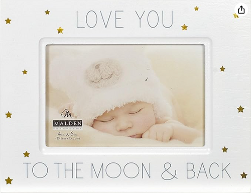 Malden International Designs Baby Memories Love You To Wood With Gold Foil Accents Picture Frame, 4x6, White
