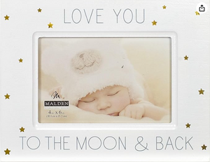 Malden International Designs Baby Memories Love You To Wood With Gold Foil Accents Picture Frame, 4x6, White