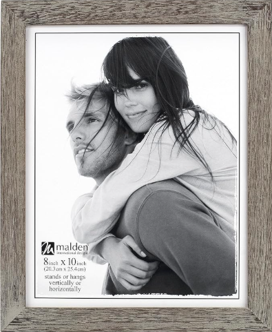 Malden International Designs Linear Rustic Wood Picture Frame, 8x10, Rough Gray