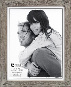 Malden International Designs Linear Rustic Wood Picture Frame, 8x10, Rough Gray