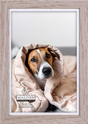 Malden International Designs 4 x 6 Two Tone Taupe and White Picture Frame