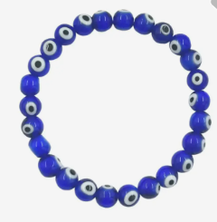 dark BLUE GLASS BEAD EVIL EYE BRACELET