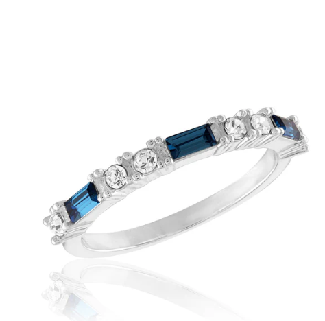 STK86 [Size 6-9] - Stack Ring, Montana Blue Baguette Infinity